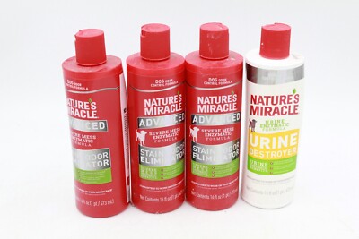 Nature s Miracle Advanced Stain Odor Eliminator Dog 3 Bottles + Urine Destroyer