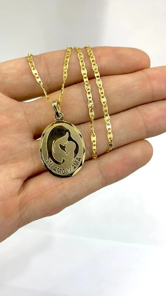 Collana Mamma Bambino Bambino Catena Valentino I Love you Medaglia Te amo Mamma 20"