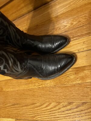 Justin Cowboy Boots Style 8313 Black Lizard Exotic Men display picture 1