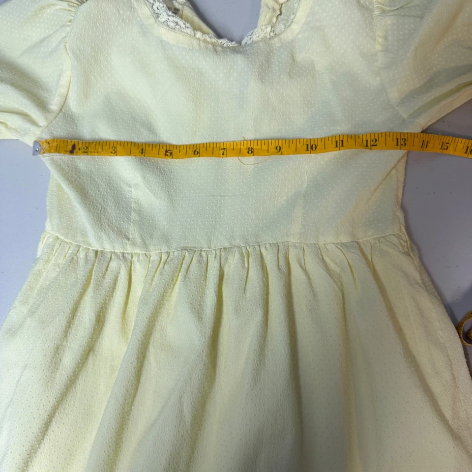 Maxi Vestido Pradera Vintage Años 70 Manga Larga Niñas Talla 8-10 Amarillo Foto 3 de 4