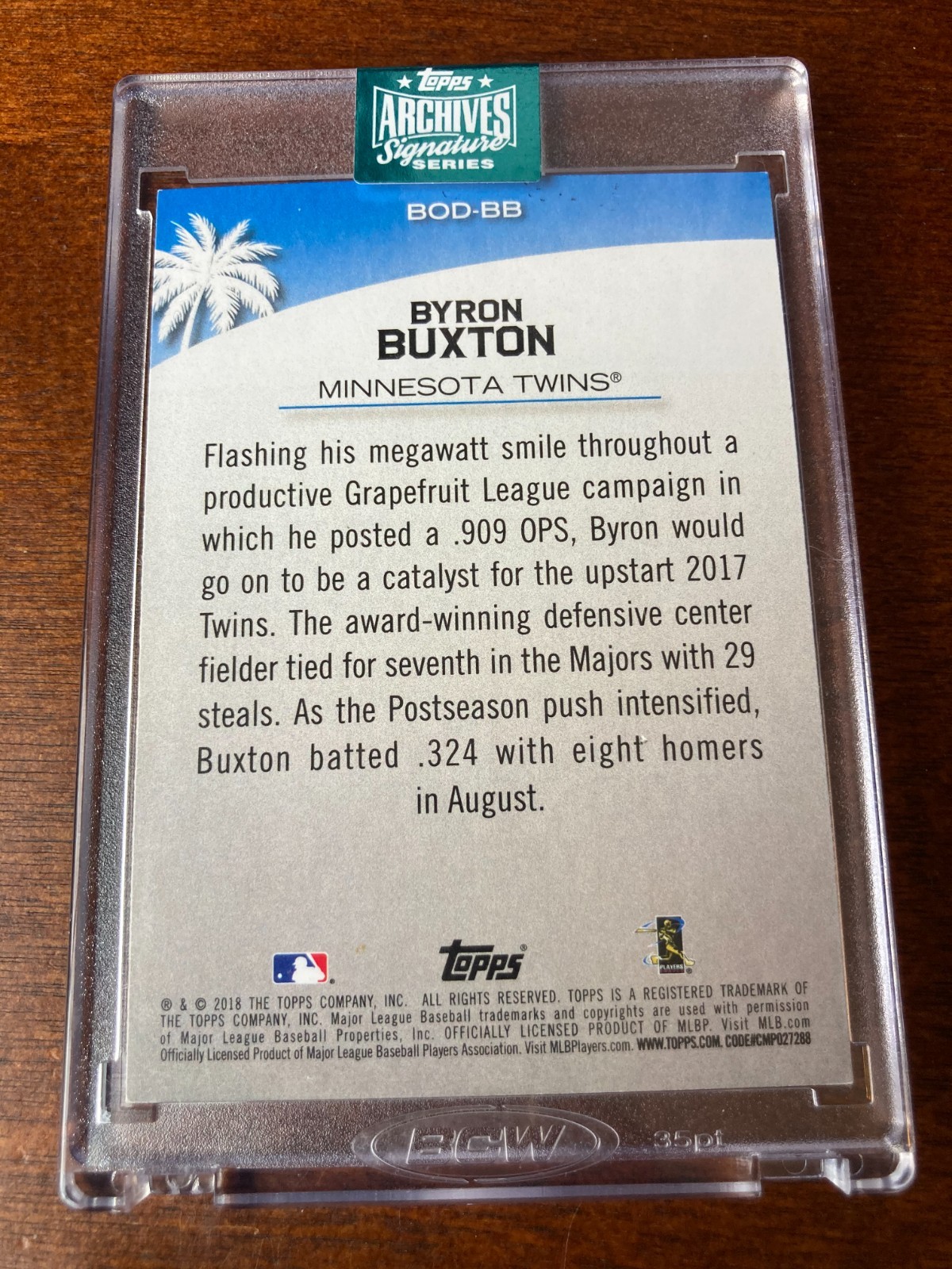 2024 Topps Archives Byron Buxton Auto 1/1 Autograph view 3
