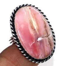 925 Silver Plated Peruvian Pink Opal Jewellery Ring Handmade Size Us 8 JW