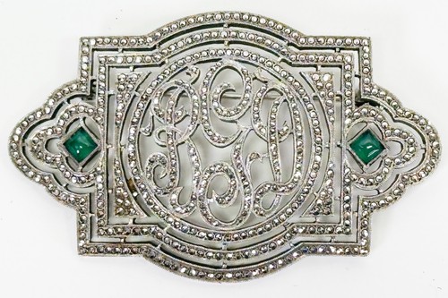 RGD Sterling Silver Marcasite Art Deco Geometric Brooch Pin 925 CMW Costume
