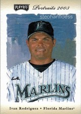 2003 Playoff Portraits Beige #87 Ivan Rodriguez 159/250 Florida Marlins