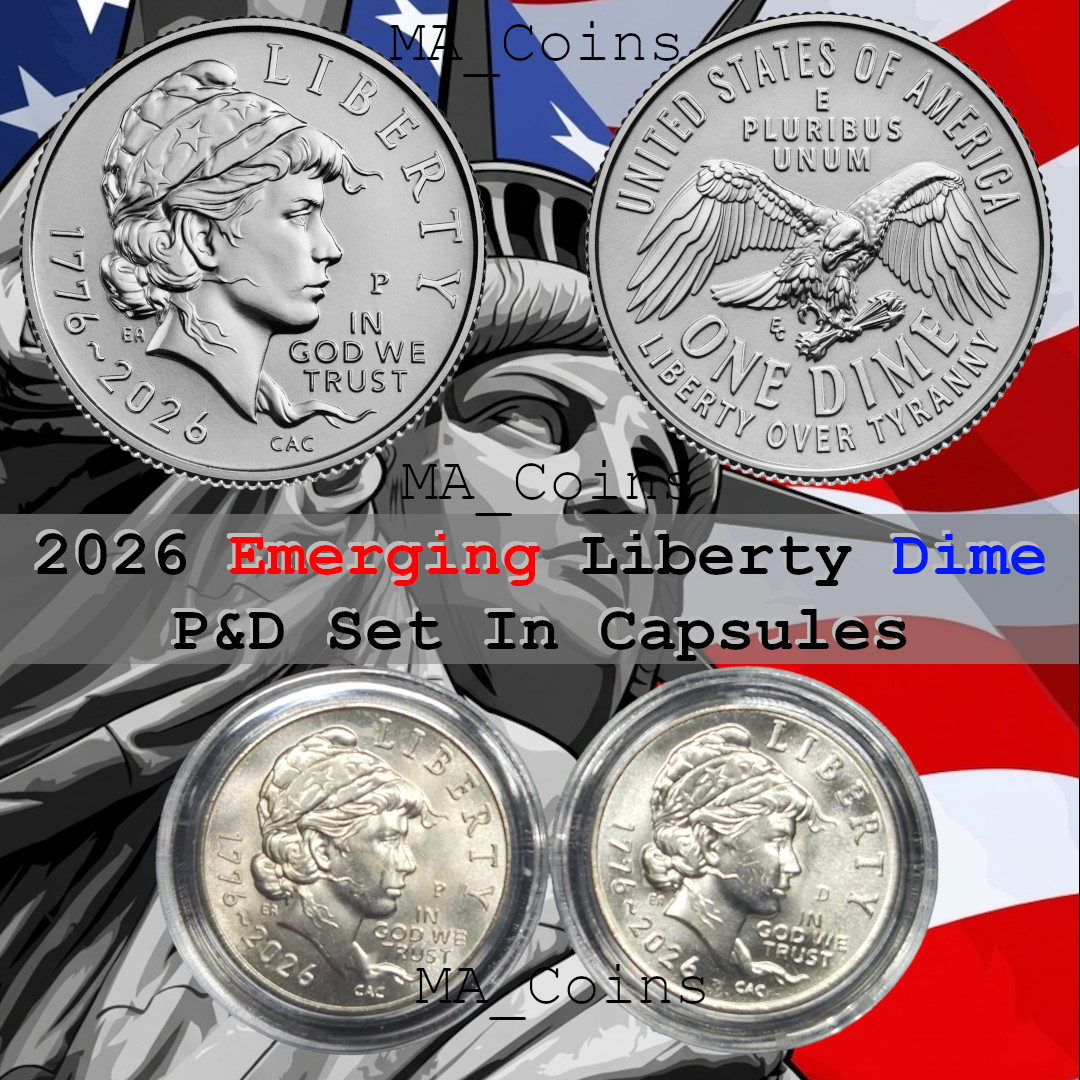2026 P + D Emerging Liberty Dime "BU" 2-Coin Set in Capsules -IN HAND-