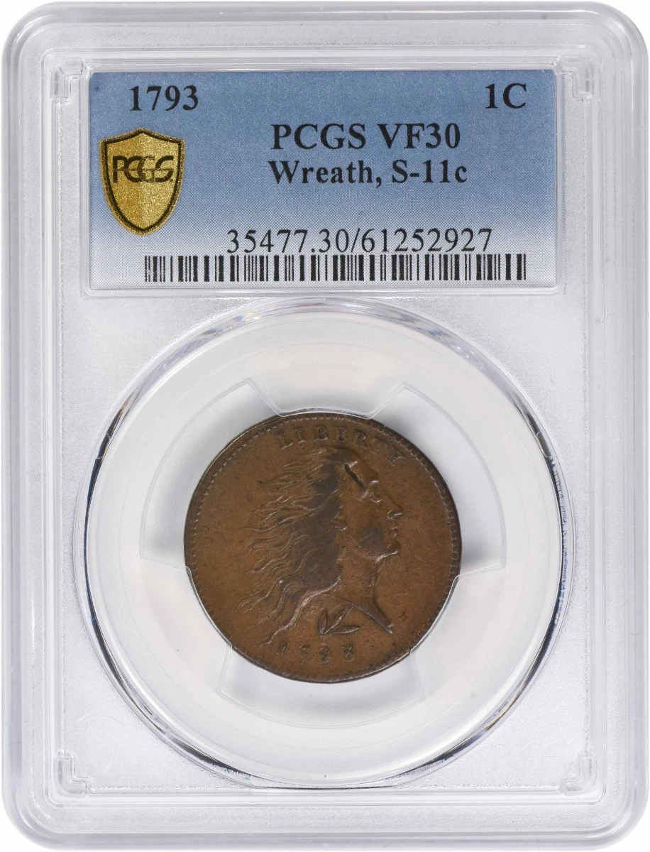 1793 Large Cent Wreath Lettered Edge VF30 PCGS
