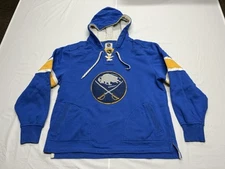 Buffalo Sabres NHL CCM Hooded Pullover Stitched Sweatshirt With Ties Size XL