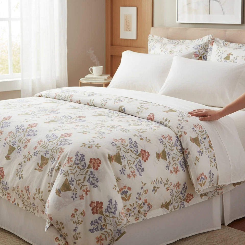 Vintage 1982 Stevens Museum of Folk Art Queen Flat Sheet + 2 Pillowcases Percale - Image 2 of 4