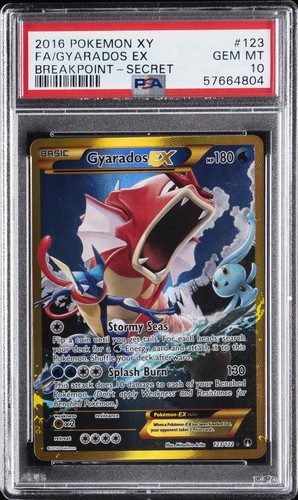 2016 POKEMON XY BREAKPOINT SECRET #123 FULL ART/GYARADOS EX PSA 10