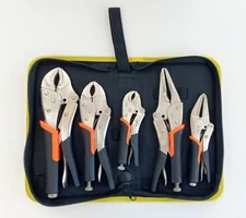 Kotto 5pc Locking Pliers Set 5" 7" 10" Curved Jaw Locking Pliers 7" 9" Long Nose