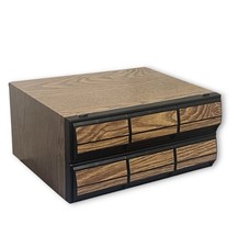 Vintage Pair 3 Drawer Cassette Tape Storage 42 Slot Stackable Faux Wood Grain