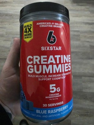 SIXSTAR Creatine Gummies Sugar Free 5g Creatine Monohydrate Blue Raspberry, 90 C