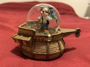 Disney Store Mickey Mouse Mini Snow Globe Pirate Ship Collectible