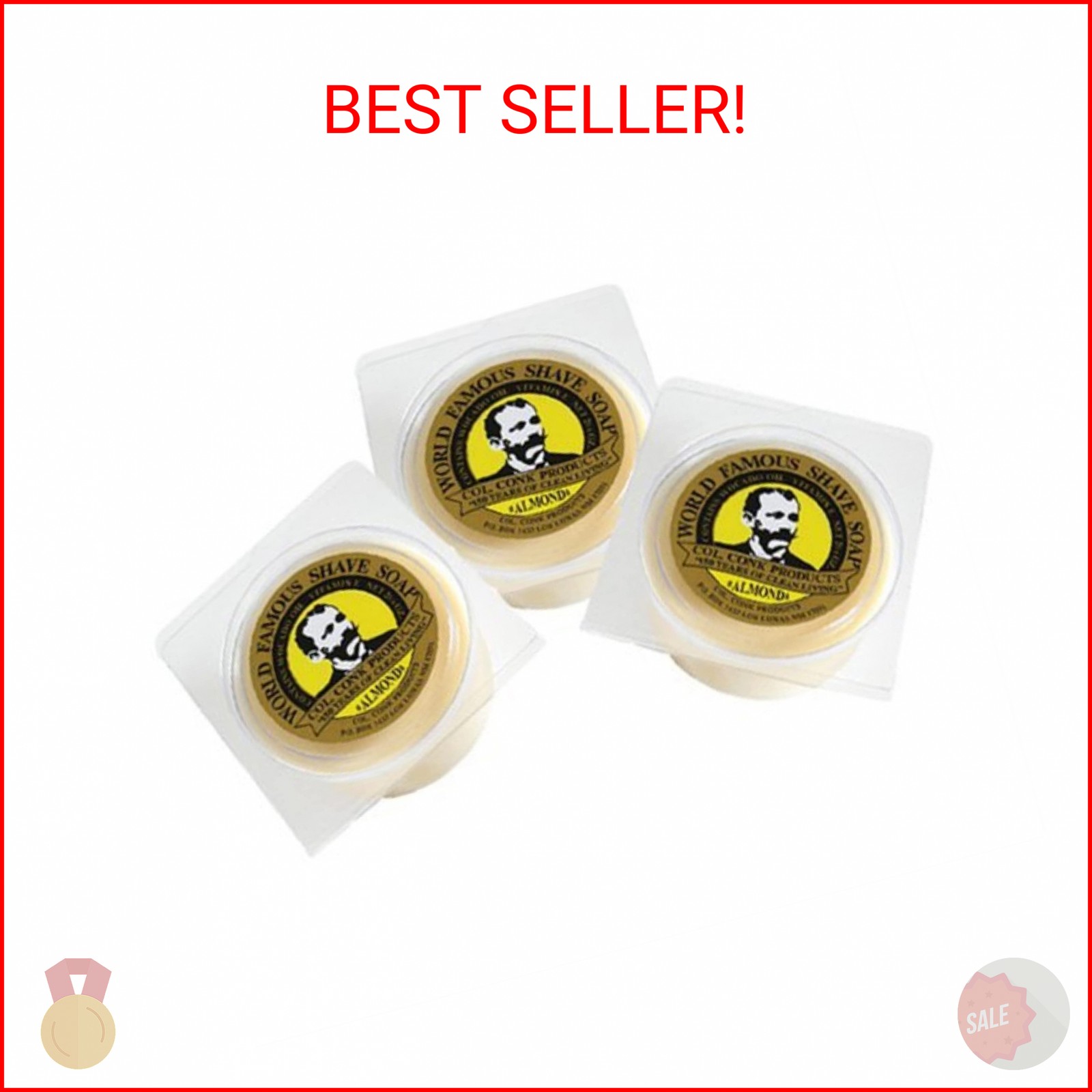 Col. Conk World's Famous Shaving Soap, Almond 3 - Pack Each 