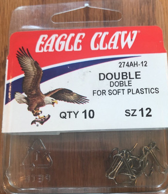  Eagle Claw 273AH-12 Double For Soft Plastic-1pk of 10pcs-Size 12-New-SHIP 24