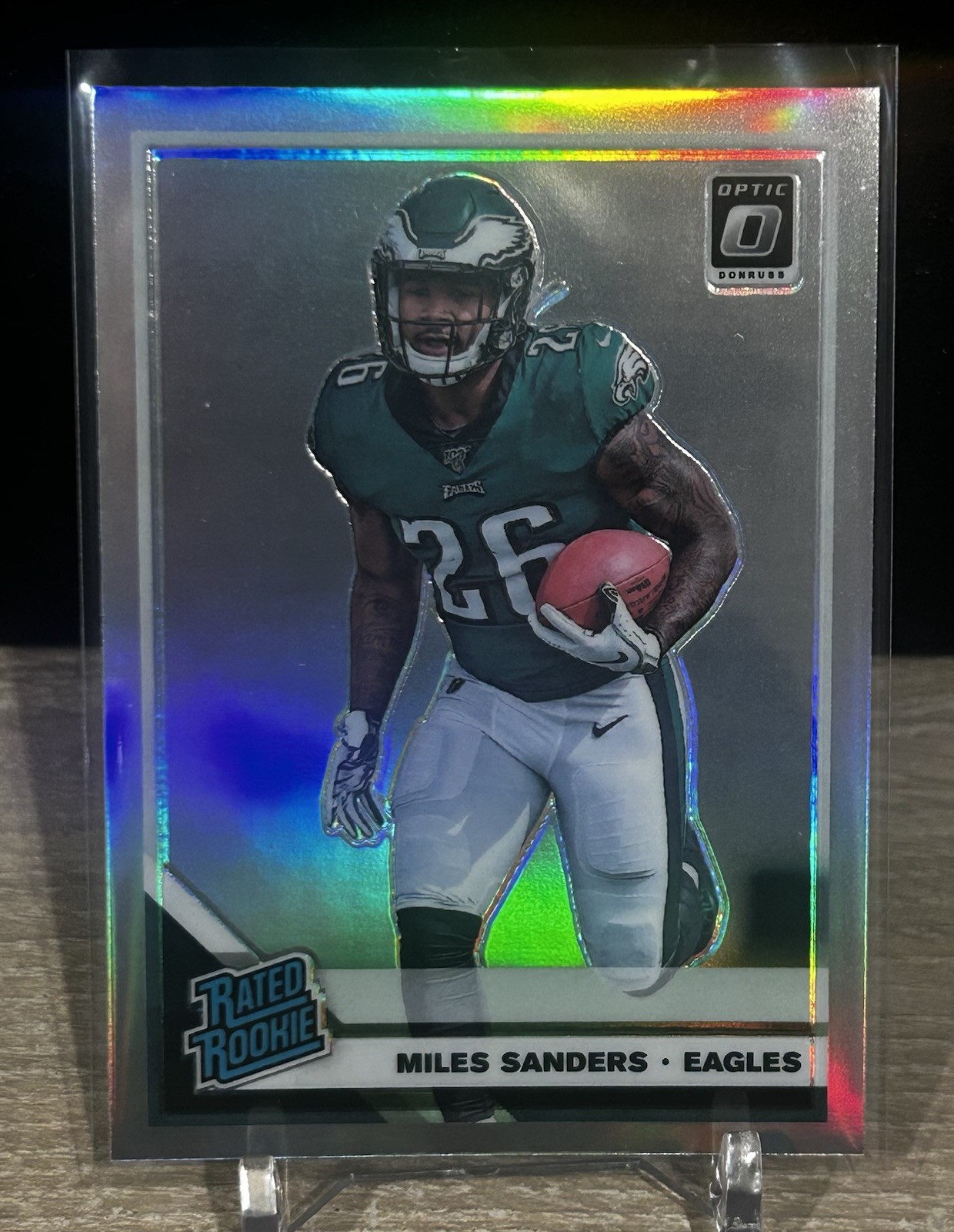 2019 Donruss Optic Miles Sanders Rated Rookie Silver Holo Prizm #172 Eagles