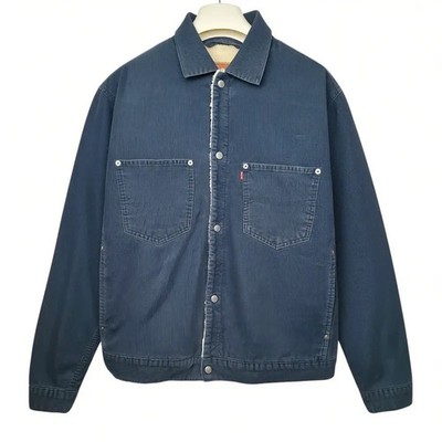 Vintage Levis 71511 Cord Sherpa Jacke Herren M Navy Blau Trucker 90er