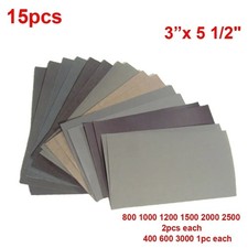 15 Pcs Sandpaper Sheets 13 Grits 1205000 Wet Dry Assortment For Wood Metal