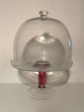 Vintage Hand-Blown Glass Pedestal Cake Stand ...