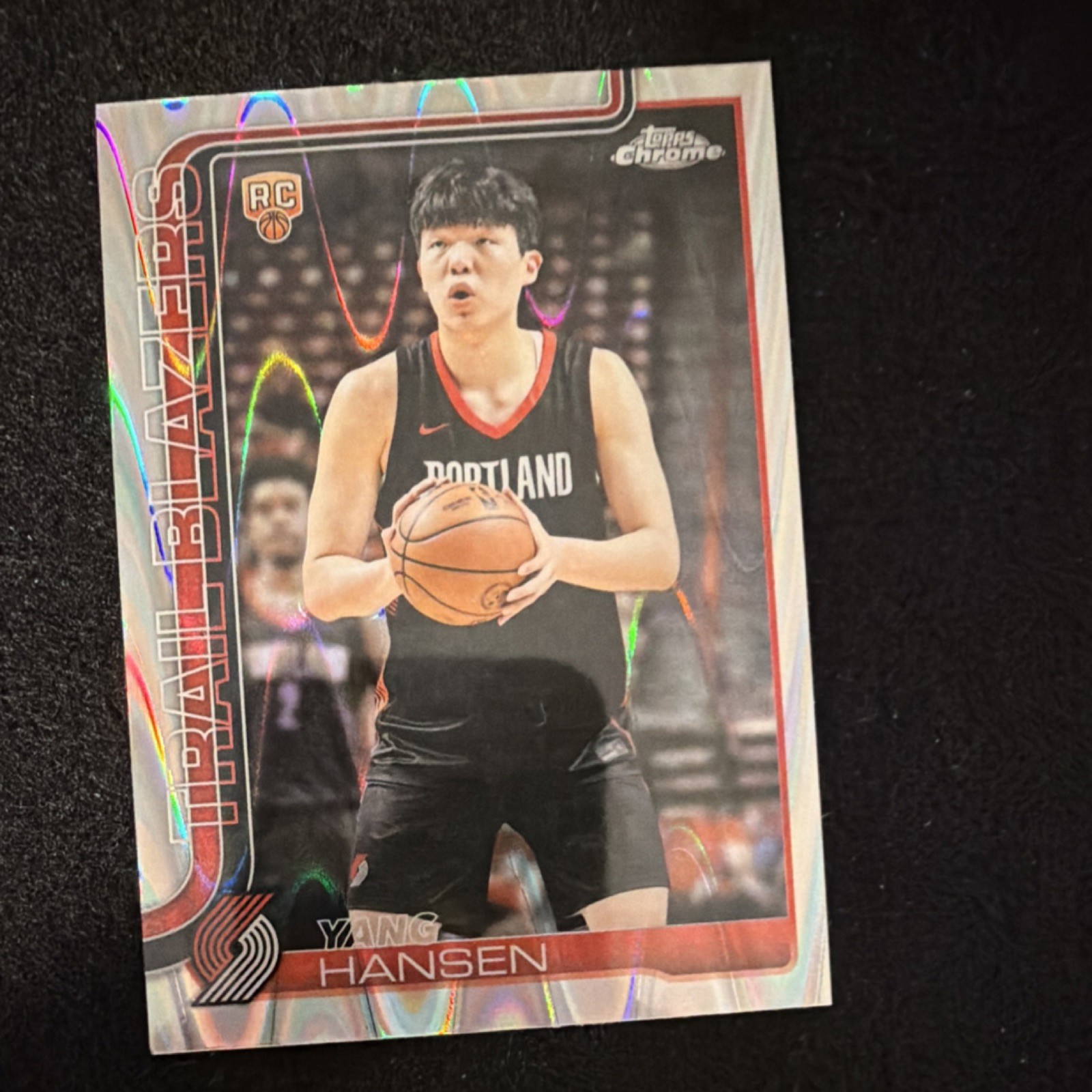 2025-26 Topps Chrome RayWave Refractor #266 Yang Hansen Rookie Trail Blazers