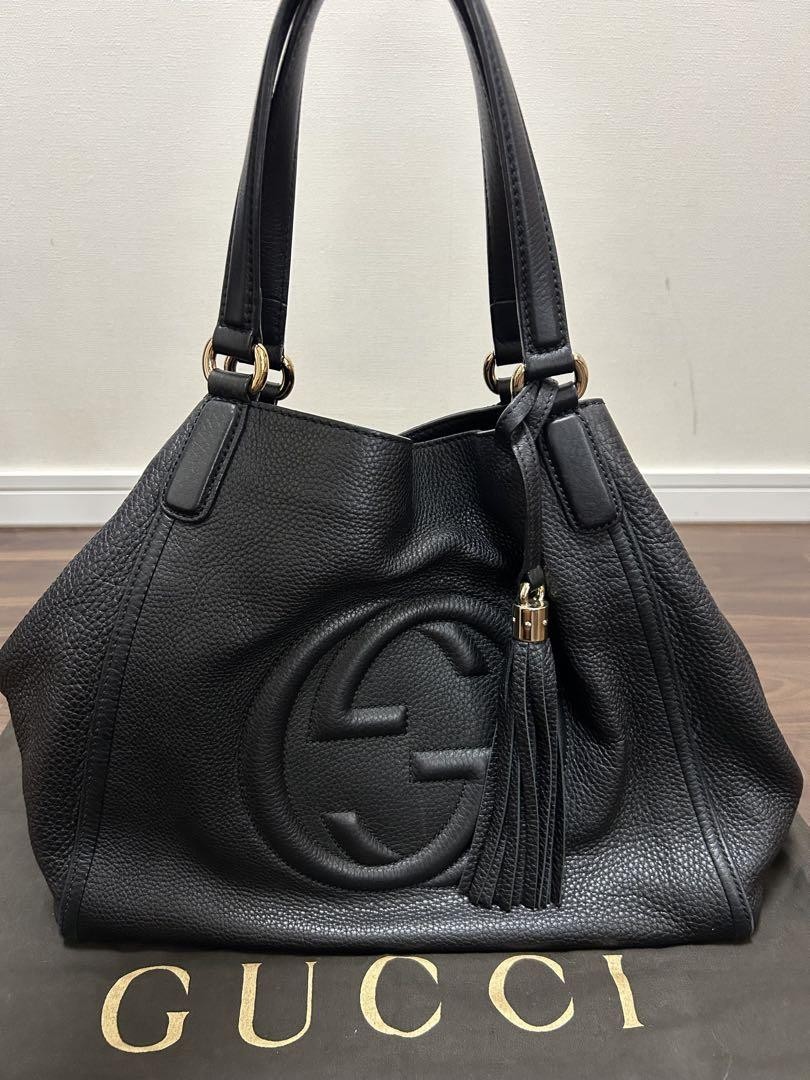 GUCCI Soho Leather Tote Bag Black Shoulder Bag G81210