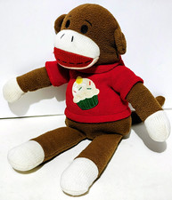 Sock Monkey - Dan Dee Original - Red Shirt w/Cupcake - 16" Plush Monkey