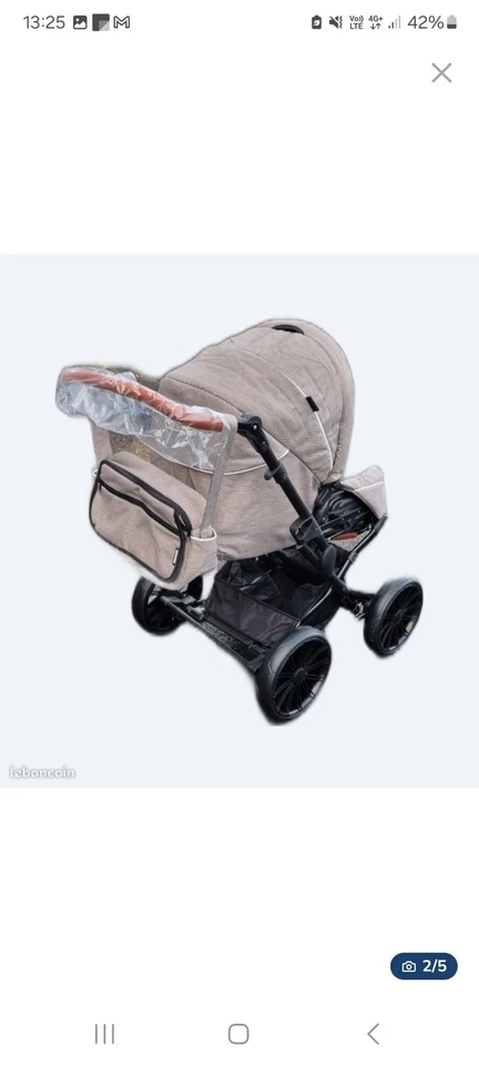 Poussette 3 en 1, Portable, Ajustable, Siège Auto Et Nacelle bébé 0 - 48 Mois - Photo 4/4