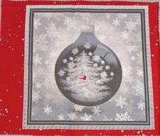 Rbt. Kaufman Winter Grandeur "Tree/Red Cardinal Ornament" Cotton Fabric 9.5" sq.