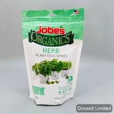 Jobe's Organics Herb Plant Food Spikes 50 Count Fertilizer 4-3-3 Biozome No Odor