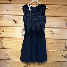 VTG MayQueen Couture Woman's Formal Prom Dress Short Black Lace Chiffon Size S