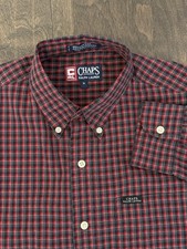 Chaps Ralph Lauren Easy Care Button Up Shirt Mens Size M Red Plaid Long Sleeve