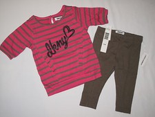NWT DKNY 2pc set 3/4 sleeve shirt GIRL size 12M pink
