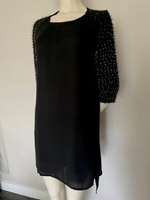 Alexander McQueen Beaded Spiky Beads Black Shifon Dress Tunic,S , UK 8/10