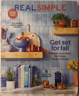 Real Simple Sep 24 FREE SHIPPING smart money awards NEW breakfast chocolate cake