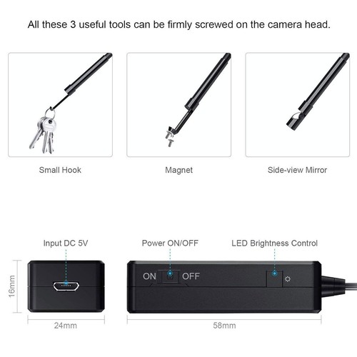 Wireless Endoscope for Automotive Inspection Semi-Rigid Flexible Waterproof 5.5M - Picture 6 of 6