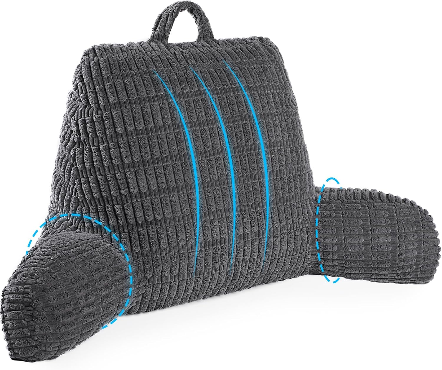 Reading Pillow for Adults with Back Support and Armrests for Sitting in Bed