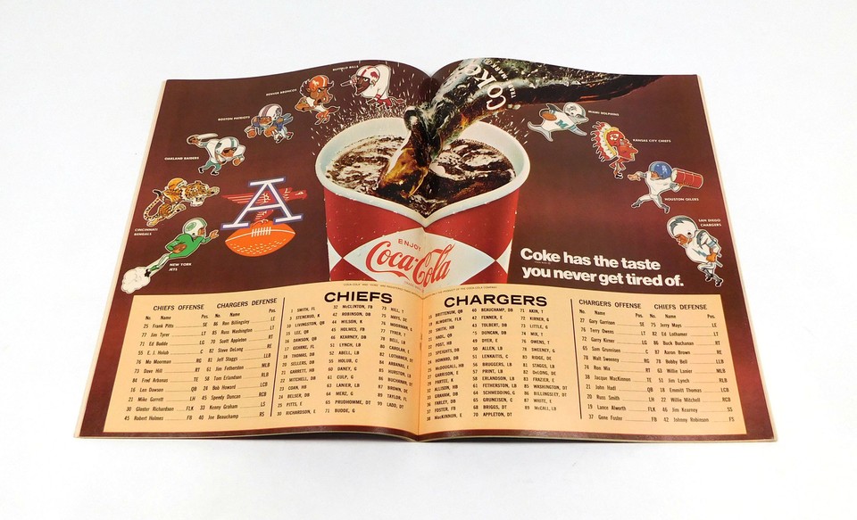 1968 Kansas City Chiefs at San Diego Chargers AFL Football Program 128