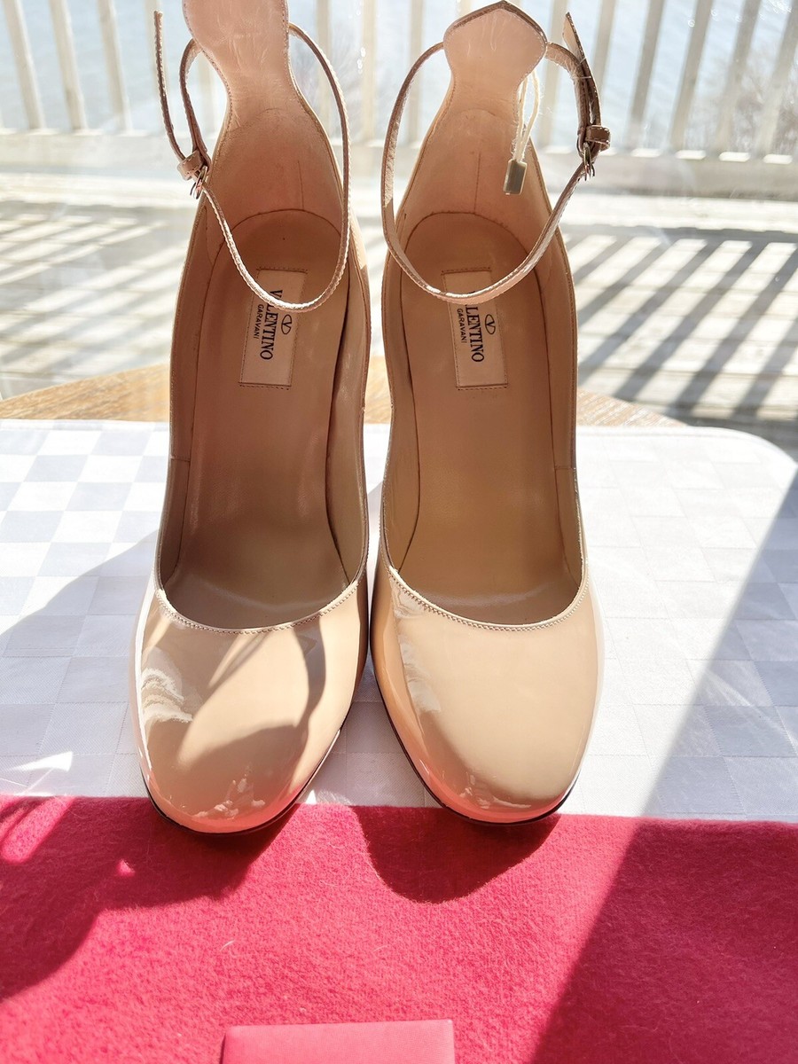 Valentino Garavani Tango Beige Patent Leather Ankle-HaloStrap