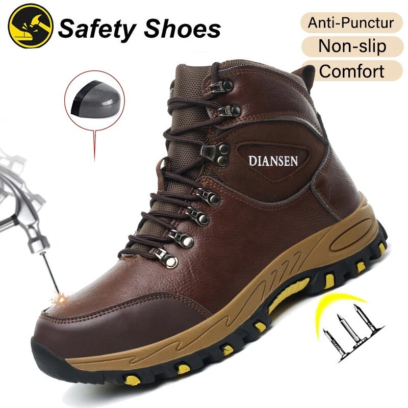 Men Work Boots Puncture-Proof Waterproof Steel Toe Safety Boots Indestructible