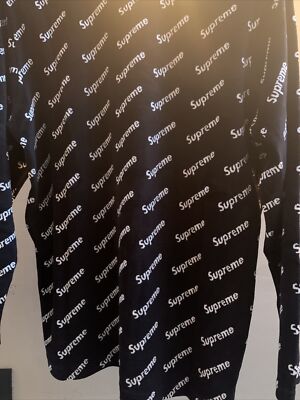 Supreme Fw 2017 Longsleeve Velour Diagonal Logo Black Size Large