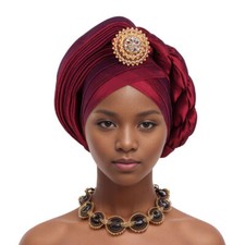 African Braid Turban Auto Gele Headtie Already Made Cap Hat Head Wraps Headgear