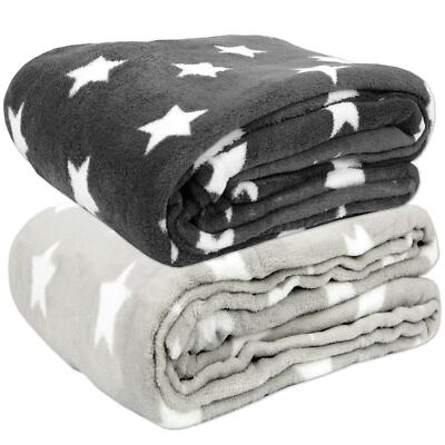 Kuscheldecke Sterne Coral Fleece Mikrofaser Tagesdecke XXL