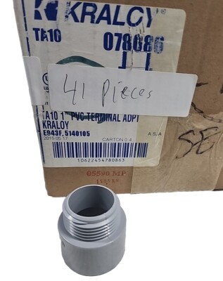 Kraloy 078086 1'' TA10 PVC Terminal Adaptor - 41 Pieces