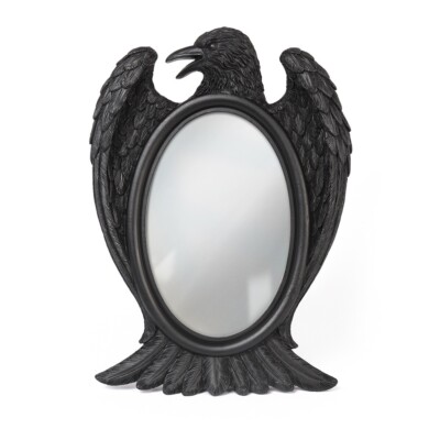Alchemy Gothic Black Raven Mirror Wall or Free Standing Resin Gift Decor V105