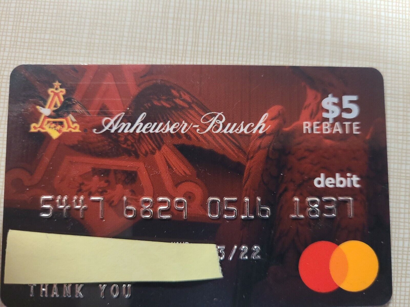 Anheuser Busch 5 Rebate Credit Card Budweiser Bud Light No Value EBay