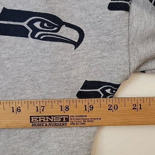 NFL Seahawk Gray Graphic Green Colorblock Long Sleeves Sweatshirt Junior 11/13 - Picture 9 of 15