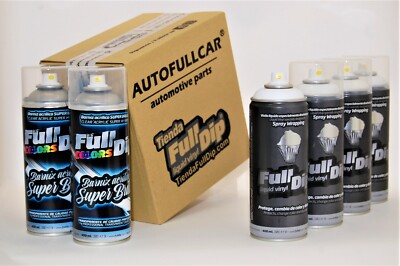 Lot De 6 Bombes Aérosols Full Dip Blanc Brillant - Revêtement Vinyle Pour Customisation - Livraison Offerte