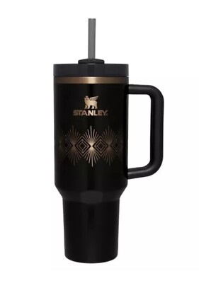 Stanley Deco Collection Gloss Black The Flowstate Quencher H2.0 40oz Tumbler NWB