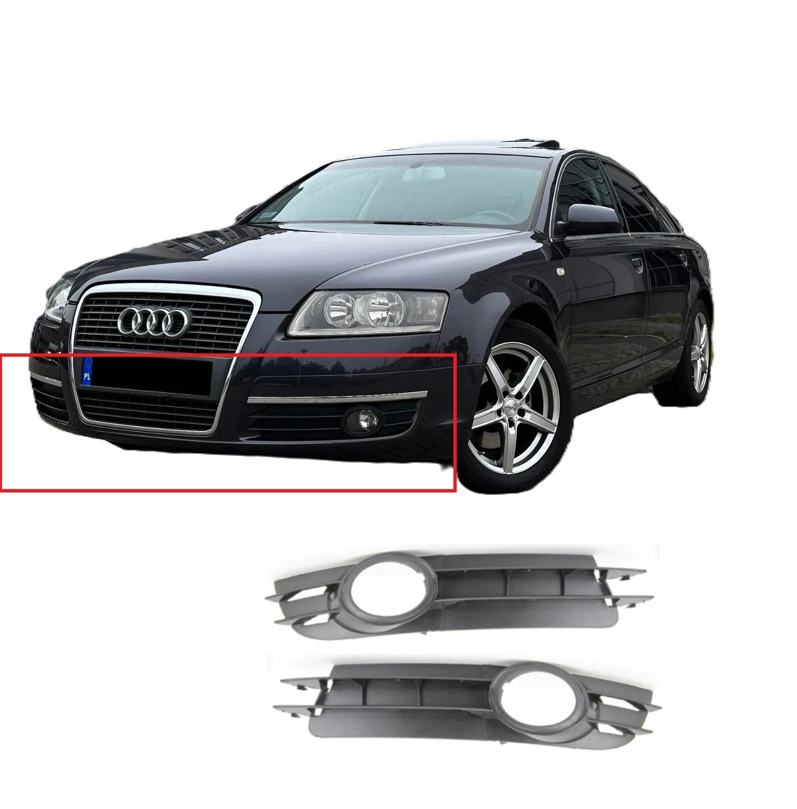 Grille de pare-chocs avant gauche et droite pour Audi A6 C6 2004-2008 essence noir