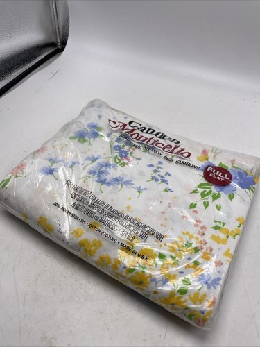 Cannon Monticello Hillary Full Flat Top Sheet Floral Cotton Blend Vintage New - 第 2/9 張圖片
